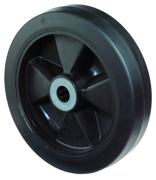Gummiräder B59 Elastik-Reifen schwarz Radkörper Stahlfelge verzinkt Rollenlager BS Rollen
