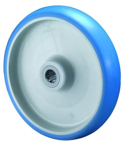 Polyurethanräder B36 Lauffläche Polyurethan blau Radkörper Kunststoff Rollenlager BS Rollen 